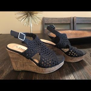MUDD Black Crochet Wedges Sz 7.5
